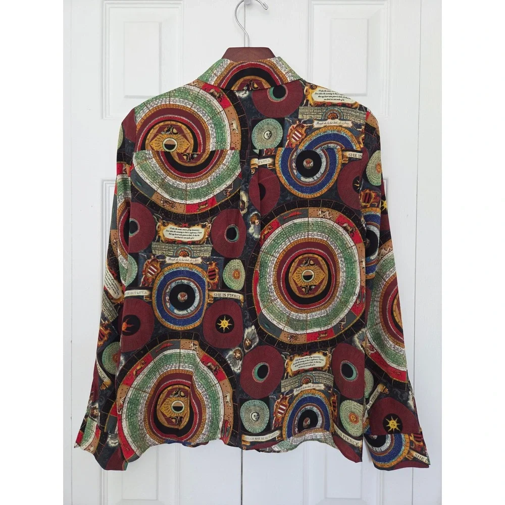Alice + Olivia Willa Blouse Hands of Time Silk Women Small Multi NWT $395